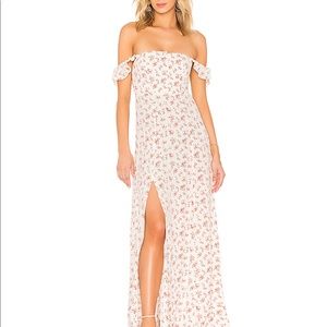 Flynn skye Bardot maxi dress in countryside blooms
